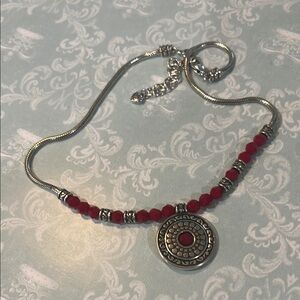 Brighton Silver and Red Beaded Necklace
